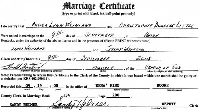 Omkostningerne ved en ægteskabslicens i hvert amt i Kentucky er 26€ County Clerks-kontorer accepterer