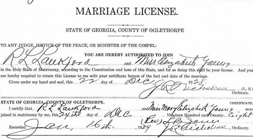 At en ægteskabslicens i Georgien er gyldig i seks måneder