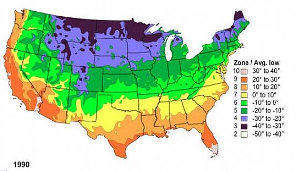 Klimaet i det generelle område er angivet med USDA plantehardiness zone